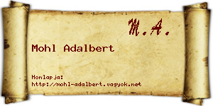 Mohl Adalbert névjegykártya